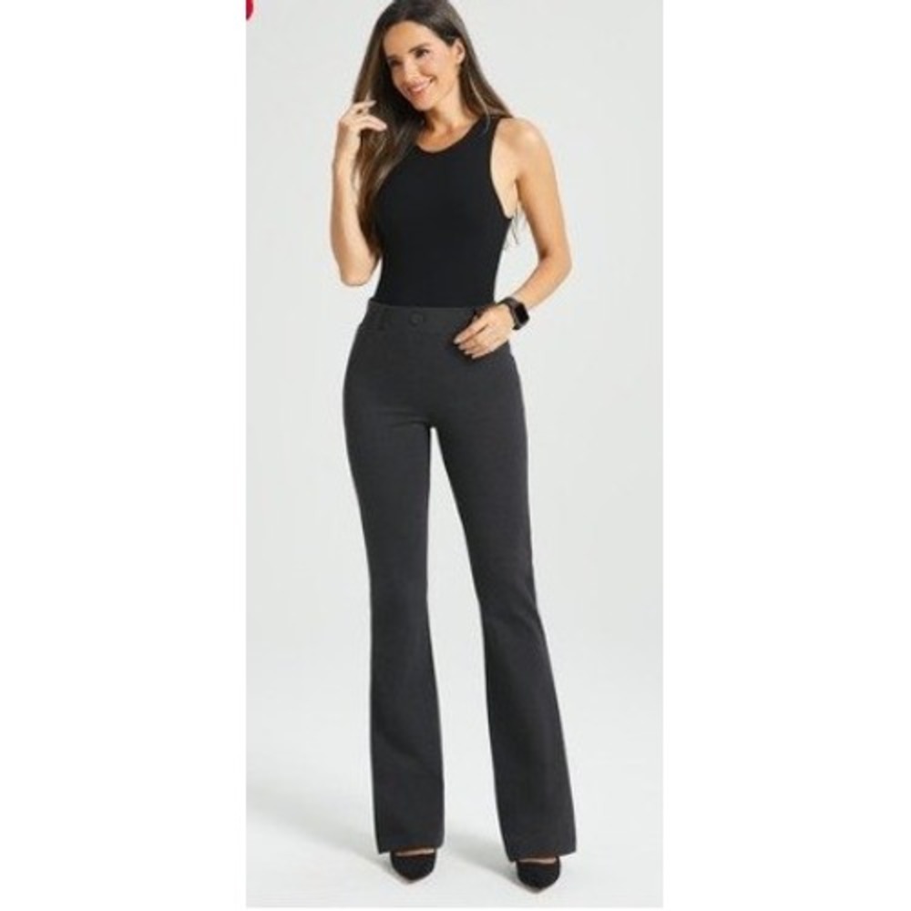 Betabrand Women's Classic DPY Ponte Dress Pant Yoga Pant Bootcut Charcoal ML EUC